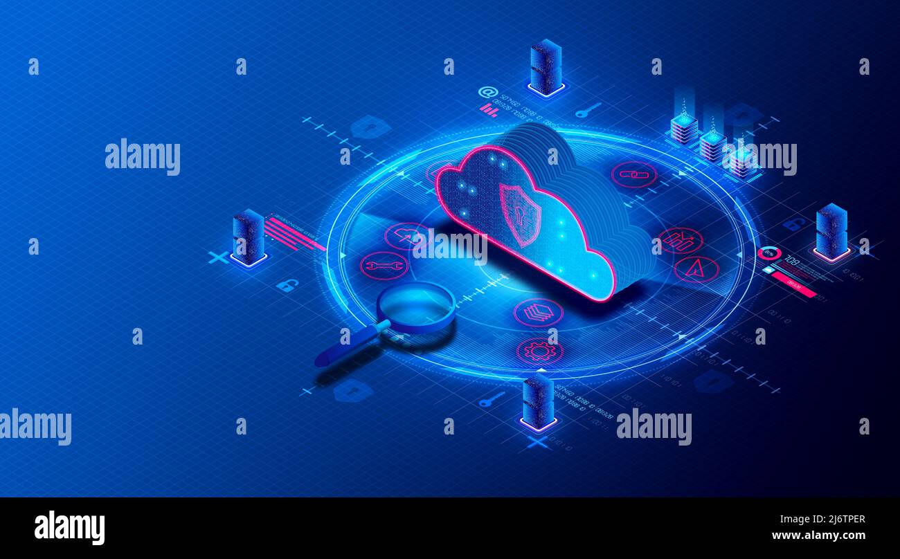Application Security Monitoring Concept - Cloud-based Solutions which Protect Against Application-level Threats by Identifying Attacks that Target Cod Stock Photo
