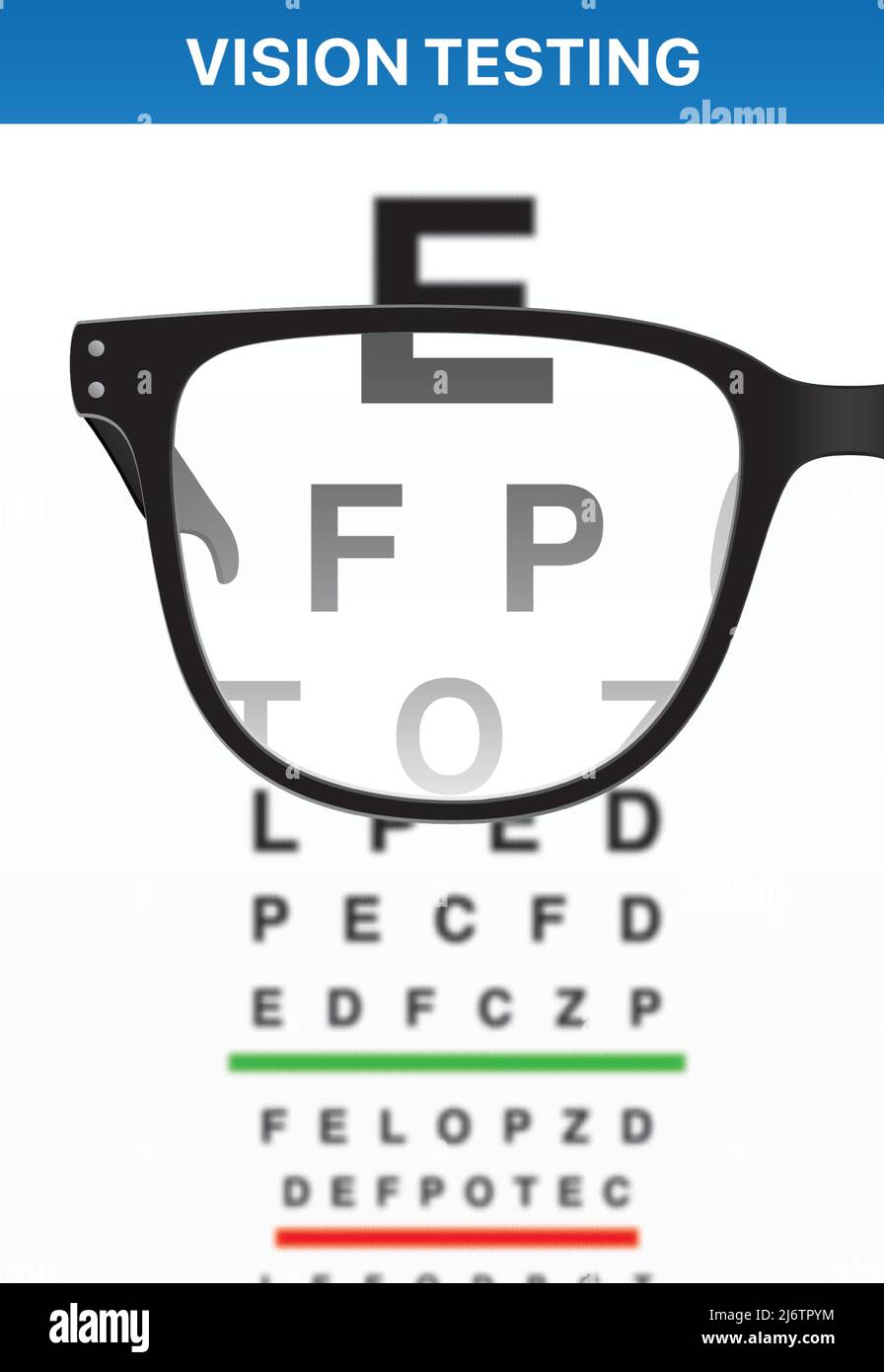 https://c8.alamy.com/comp/2J6TPYM/looking-through-black-glasses-at-a-vision-examination-chart-realistic-vector-illustration-2J6TPYM.jpg