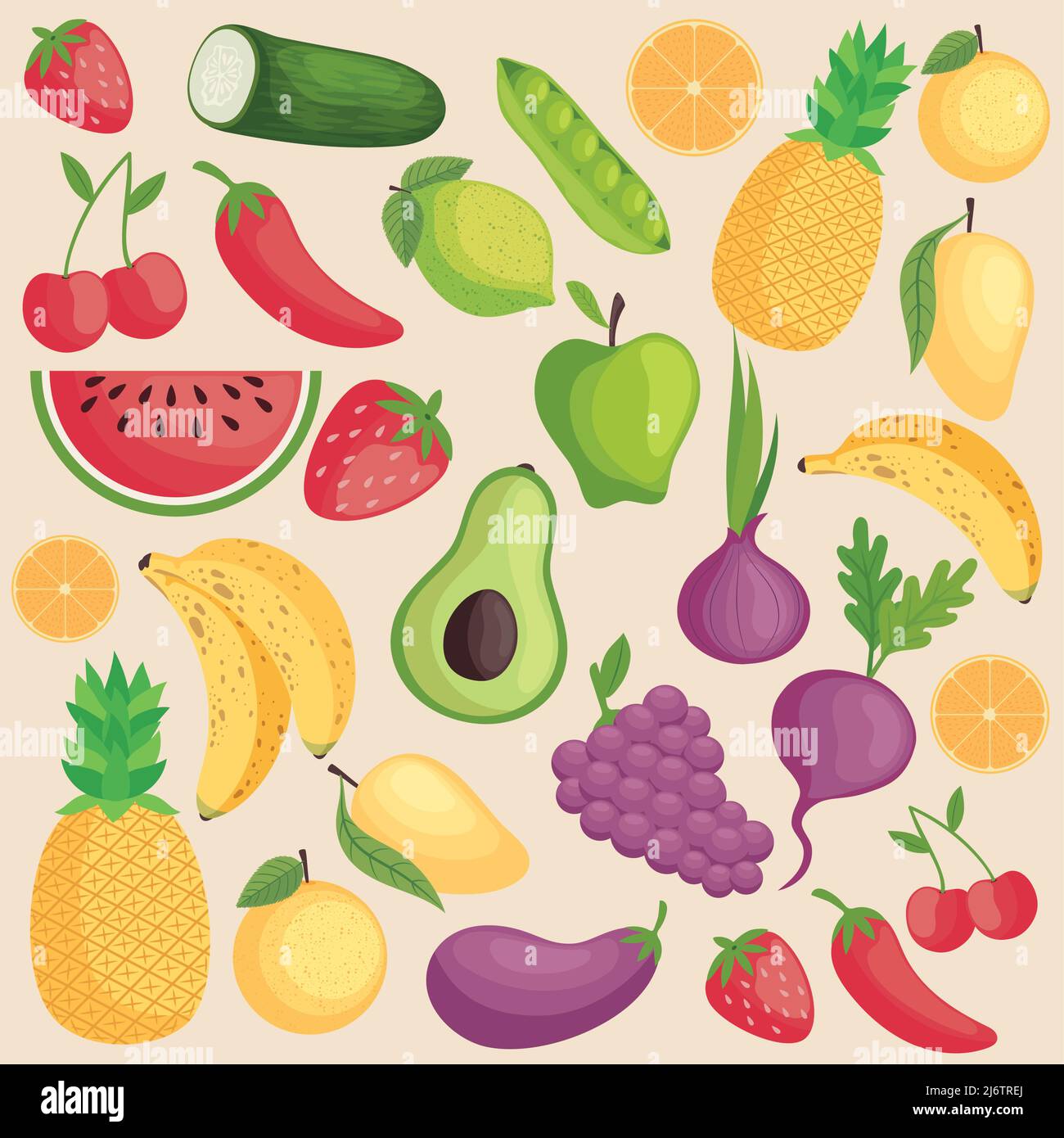 fresh fruits and vegetables Stock Vector Image & Art - Alamy