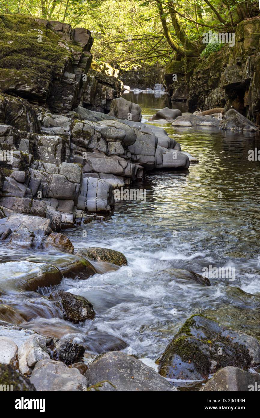 The River Neath near Pontneddfechan in the Brecon Beacons National Park, South Wales. Stock Photo