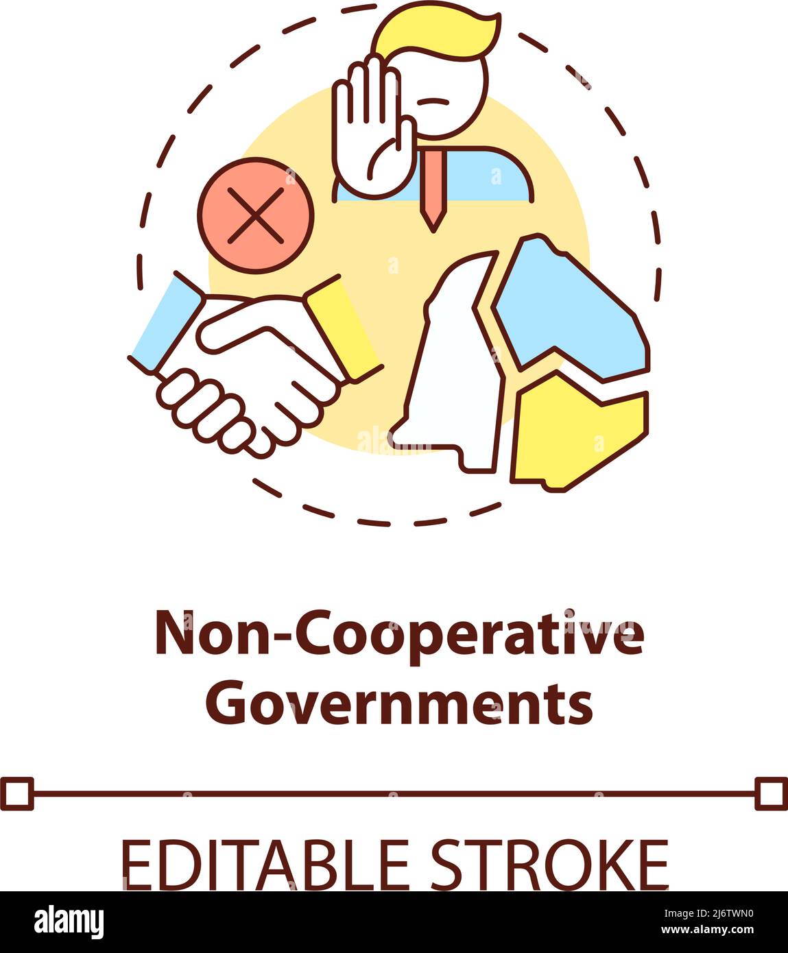 Non cooperative governments concept icon Stock Vector