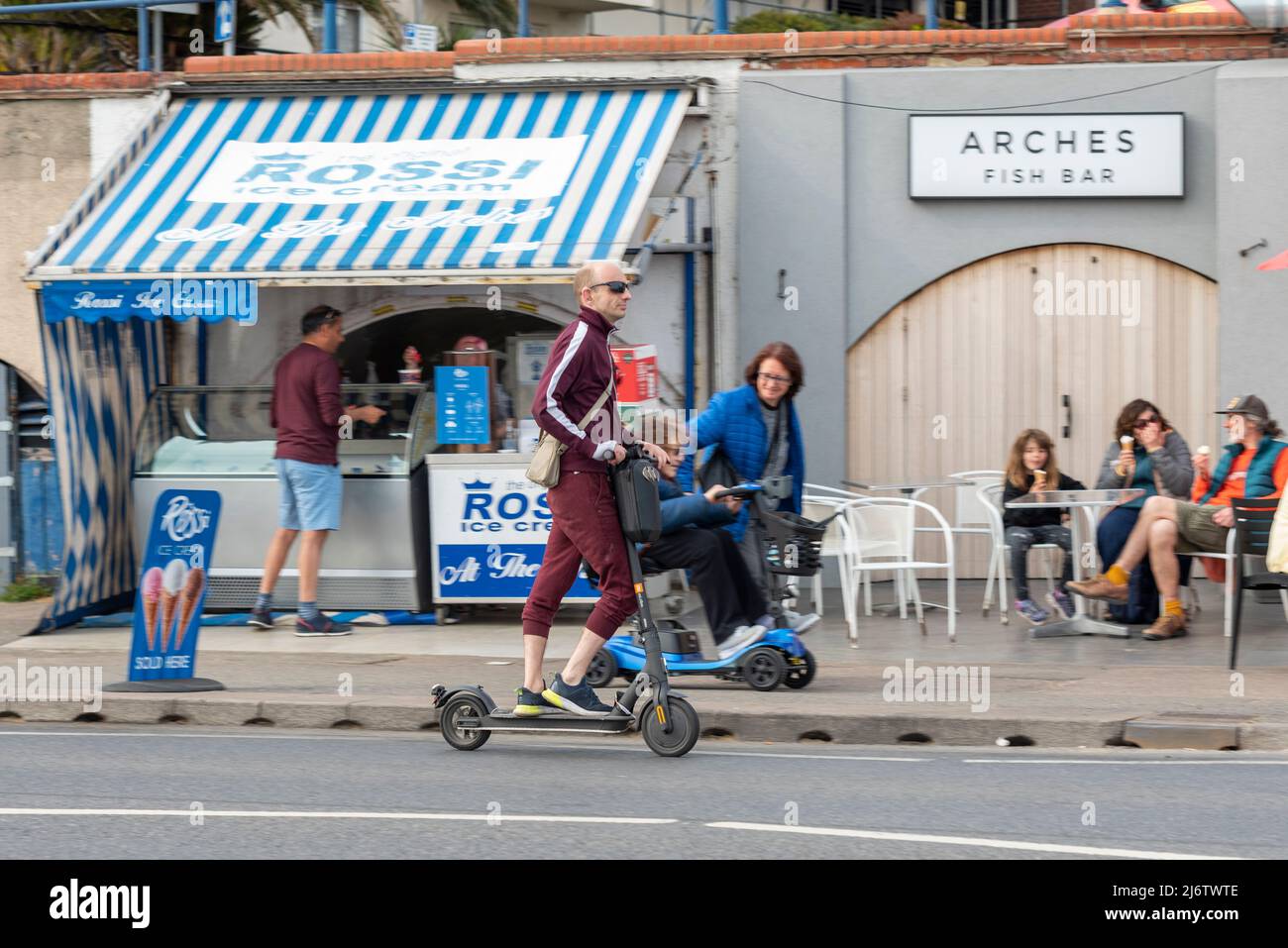 Female on mobility scooter hi-res stock photography and images - Alamy