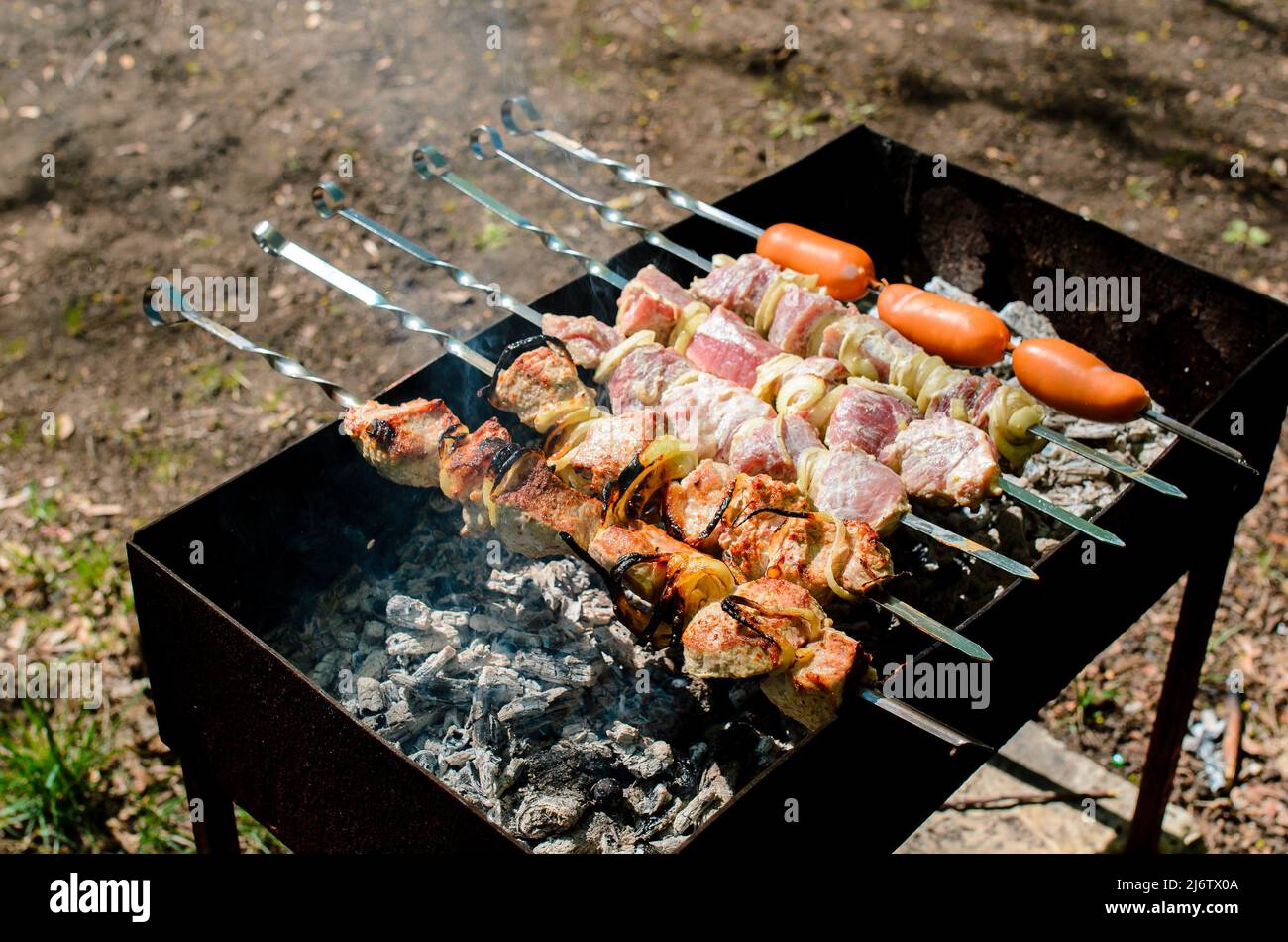Pork Meat Chop Cooked On The Barbecue Grill Stock Photo Alamy