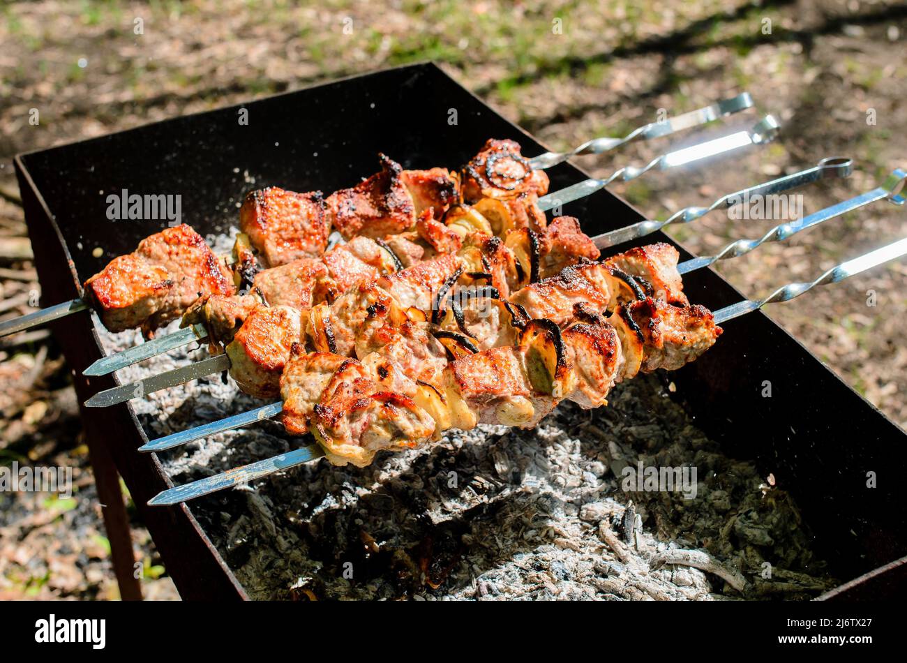 Pork Meat Chop Cooked On The Barbecue Grill Stock Photo Alamy