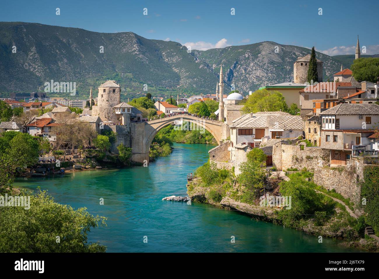 View of Mostar at a sunny summer day Stock Photo