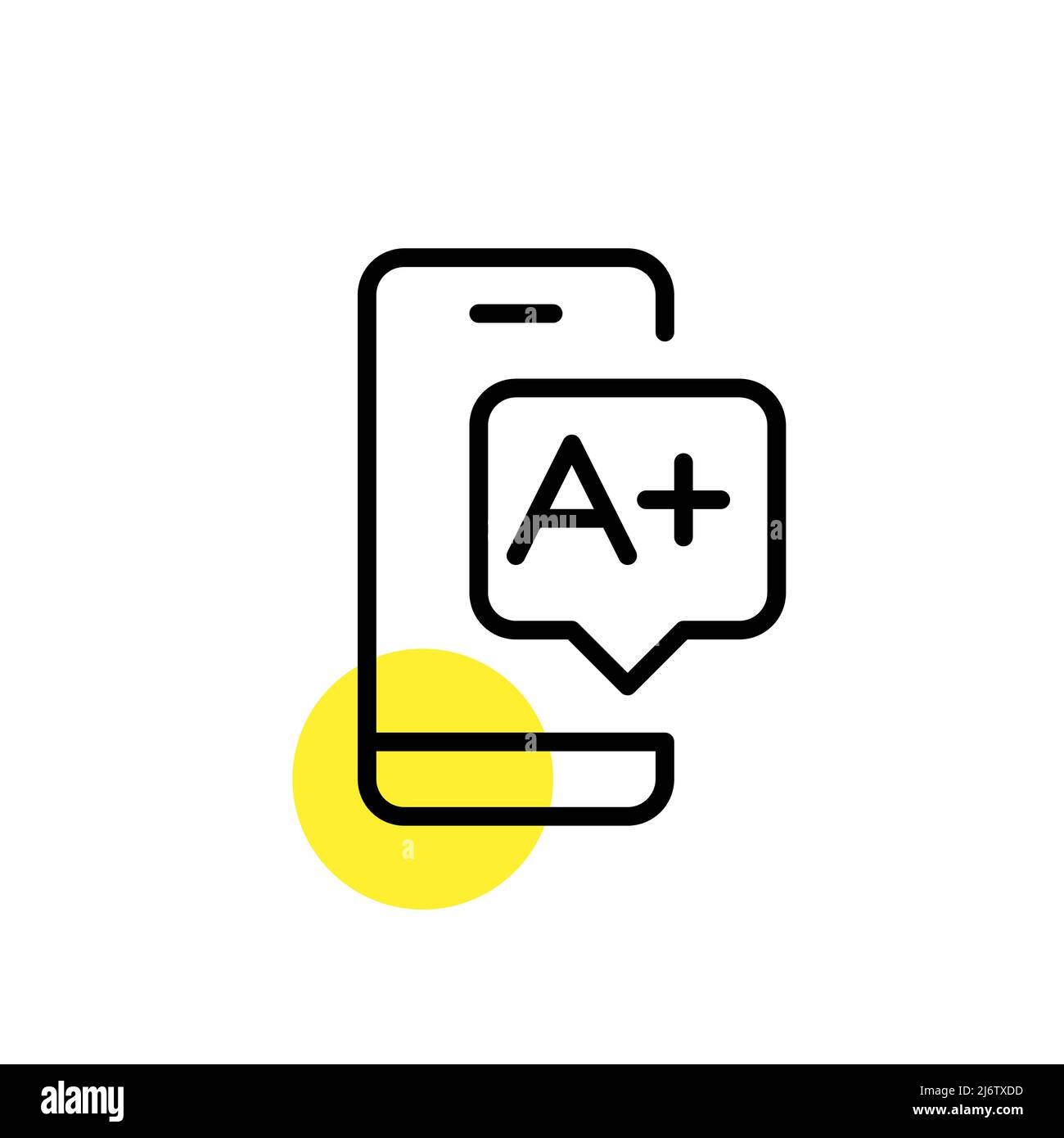 Online education. Message on smartphone getting and a note. Pixel perfect, editable stroke line art icon Stock Vector