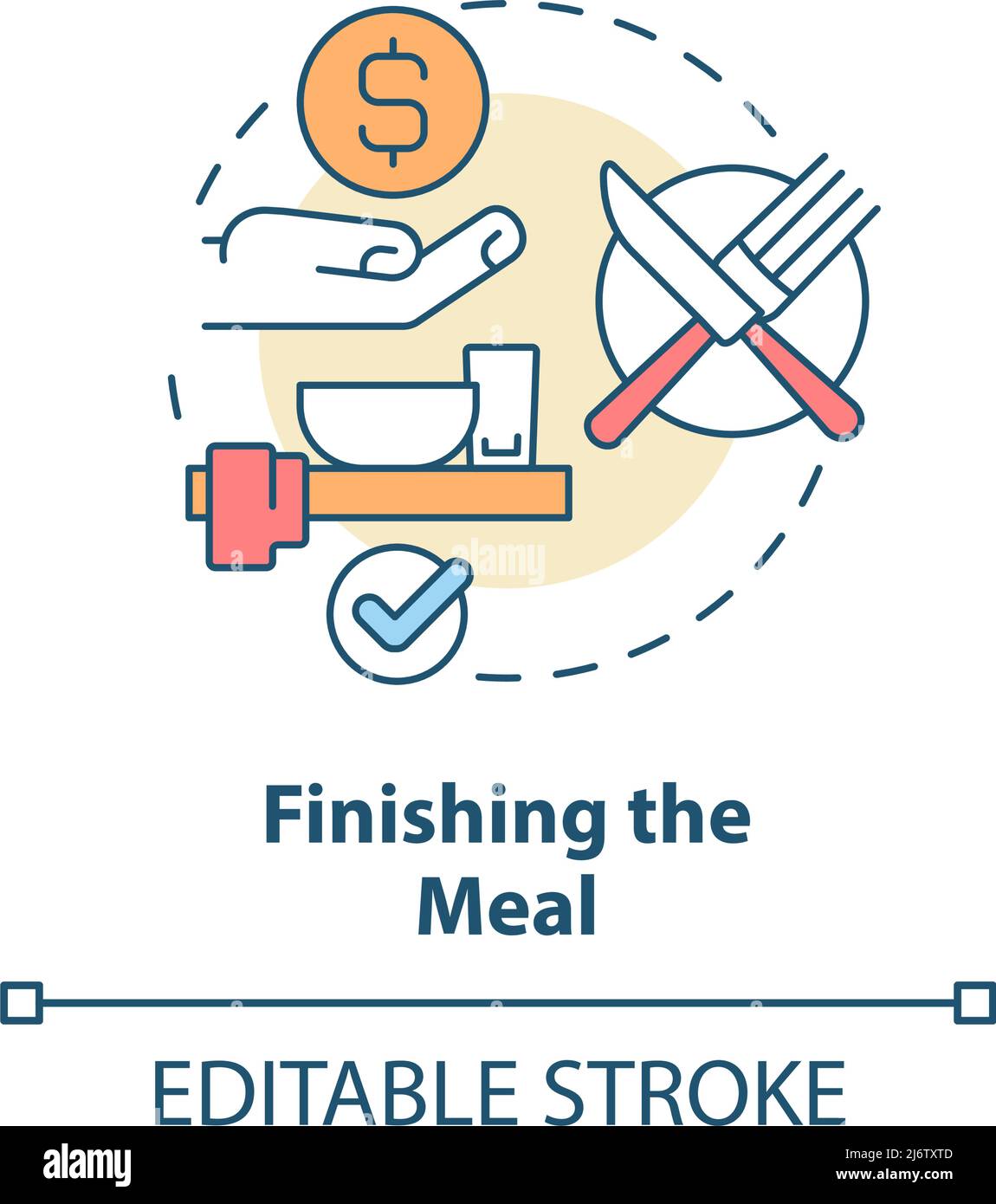 Finishing meal concept icon Stock Vector