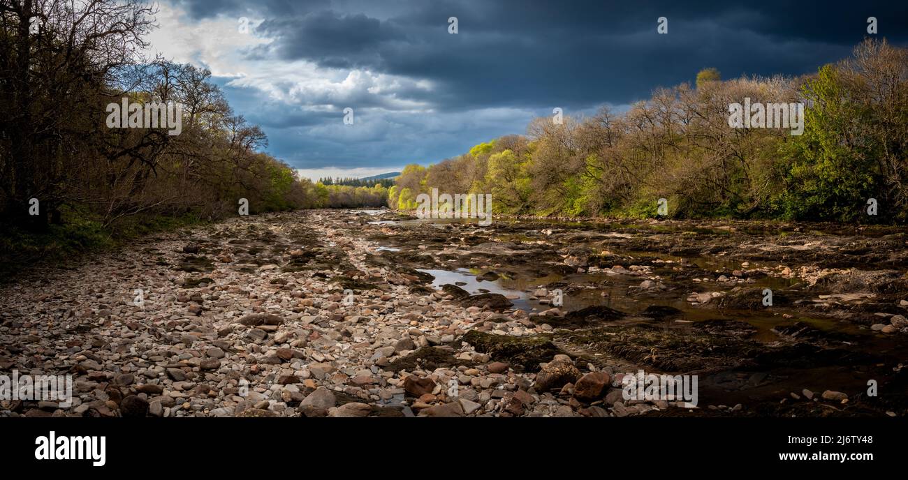 The River Spean near Spean Bridge in the Highladnd of Scotland on a spring evening. Stock Photo