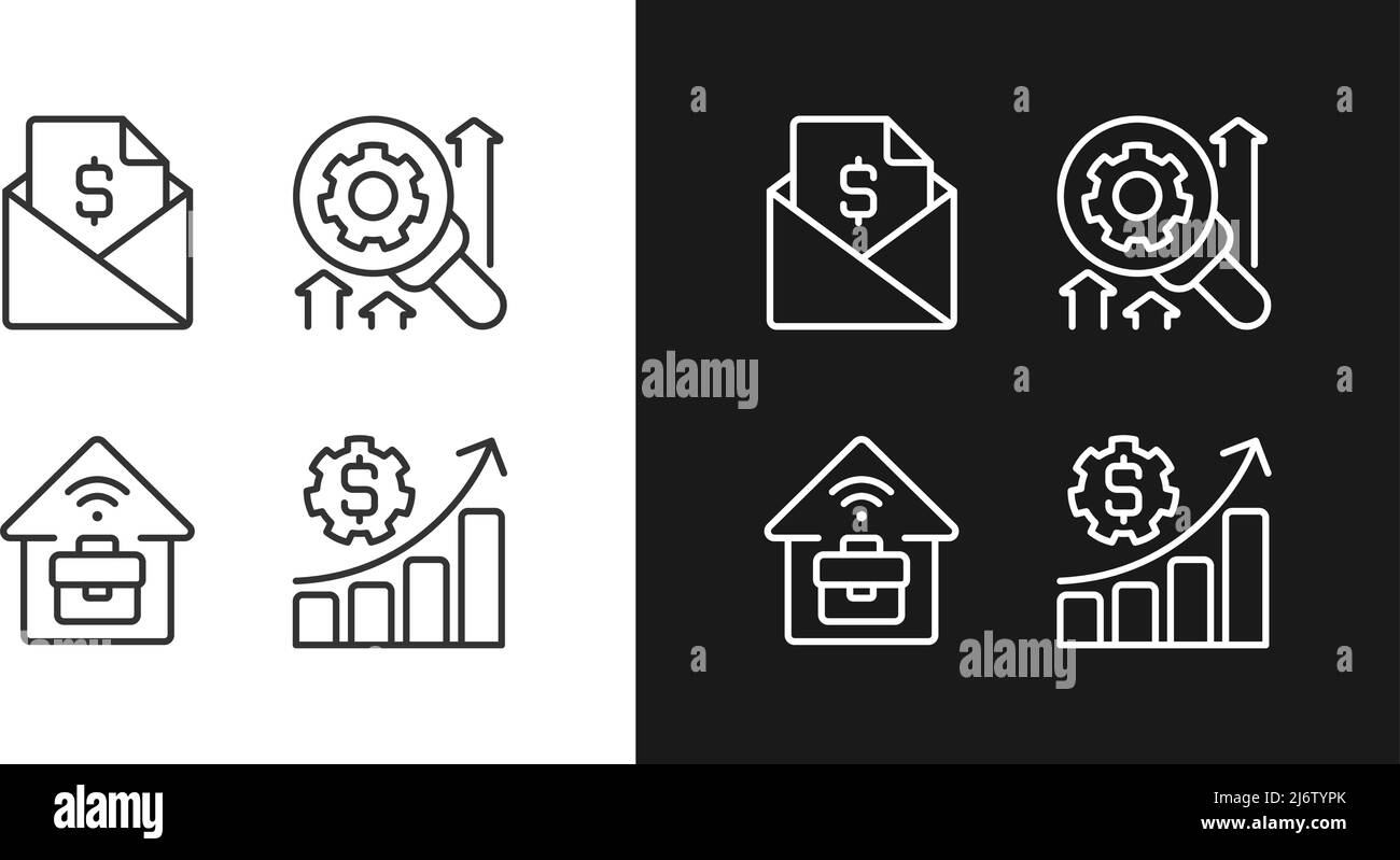 Company management structure pixel perfect linear icons set for dark ...