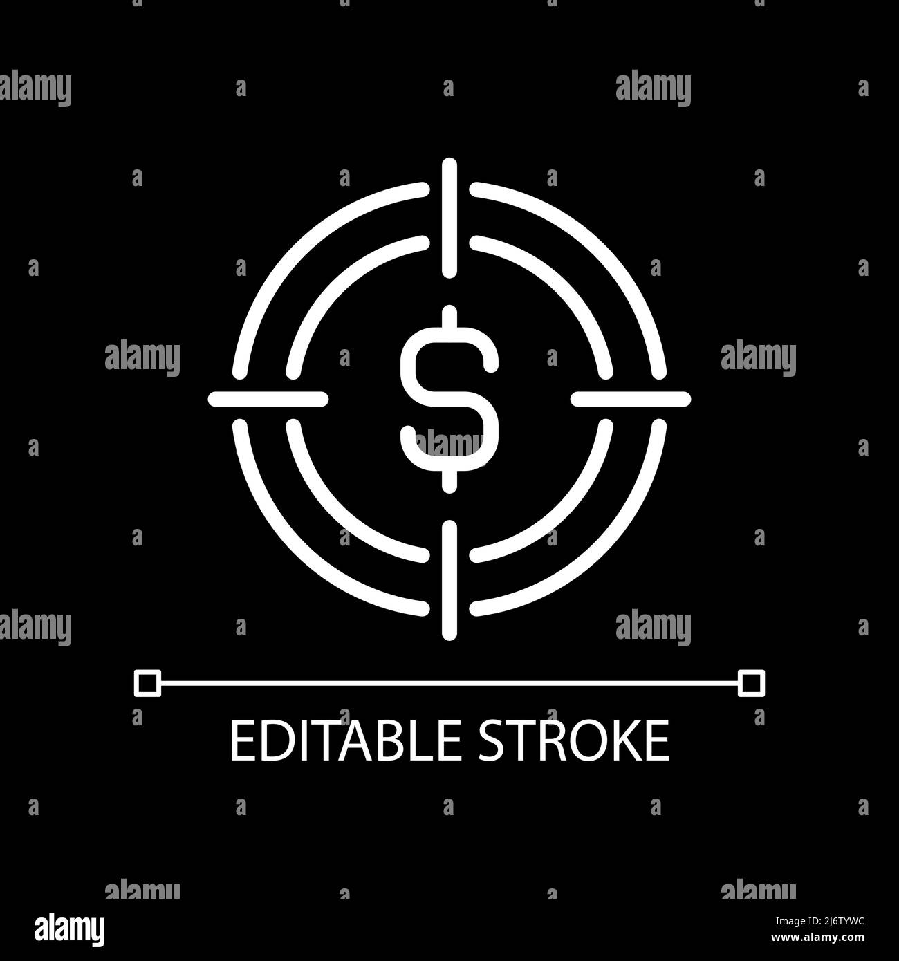 Financial goal pixel perfect white linear icon for dark theme Stock ...