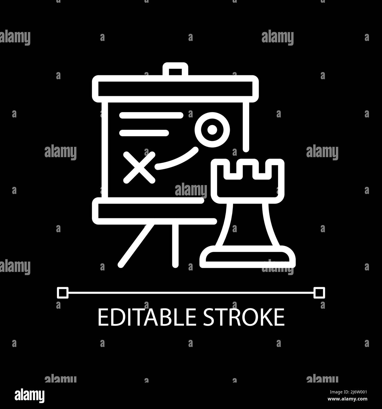 Business strategy pixel perfect white linear icon for dark theme Stock ...