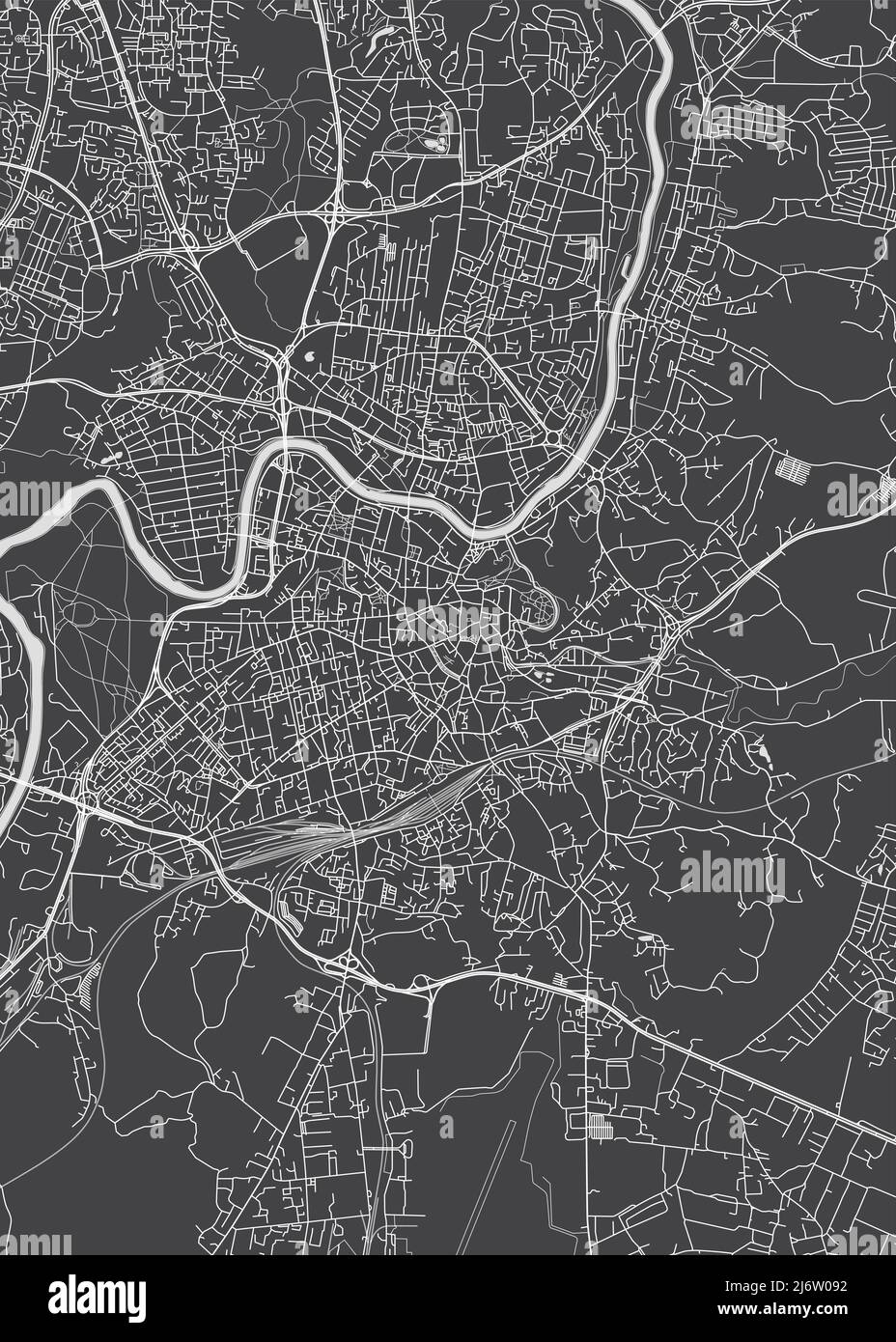 City map Vilnius, monochrome detailed plan, vector illustration Stock Vector