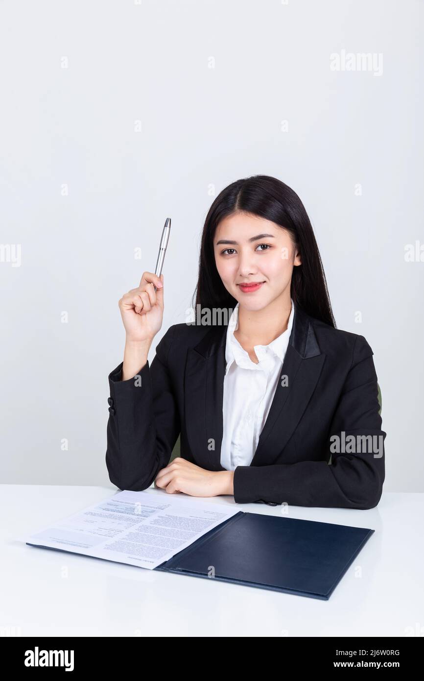 asian business woman working in office with documents Stock Photo - Alamy