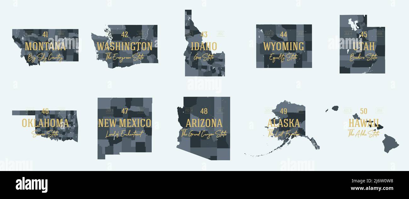 Set 5 of 5 Division United States into counties, political and 
