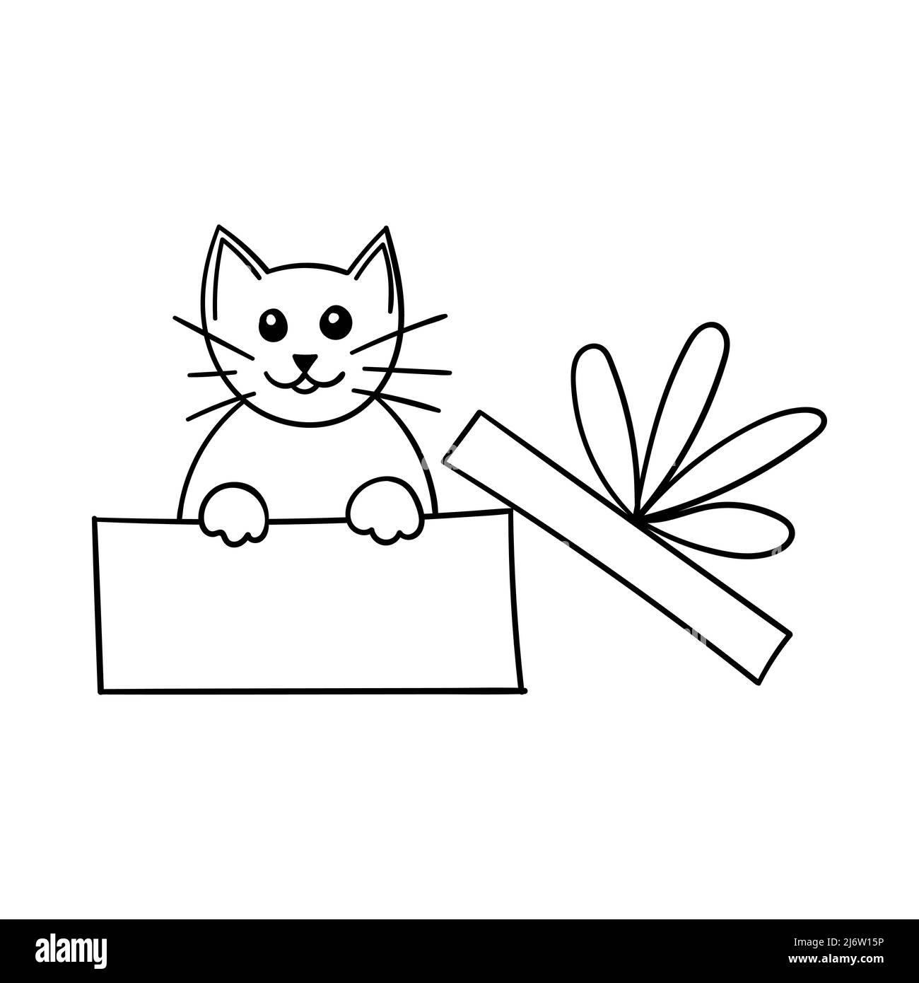 Little Angry and Cute Cat Hand Drawing Stock Vector - Illustration