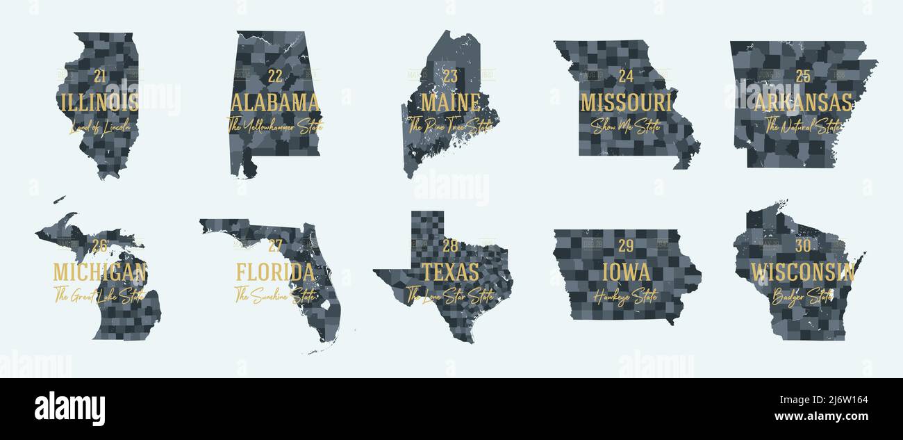 Set 3 of 5 Division United States into counties, political and 