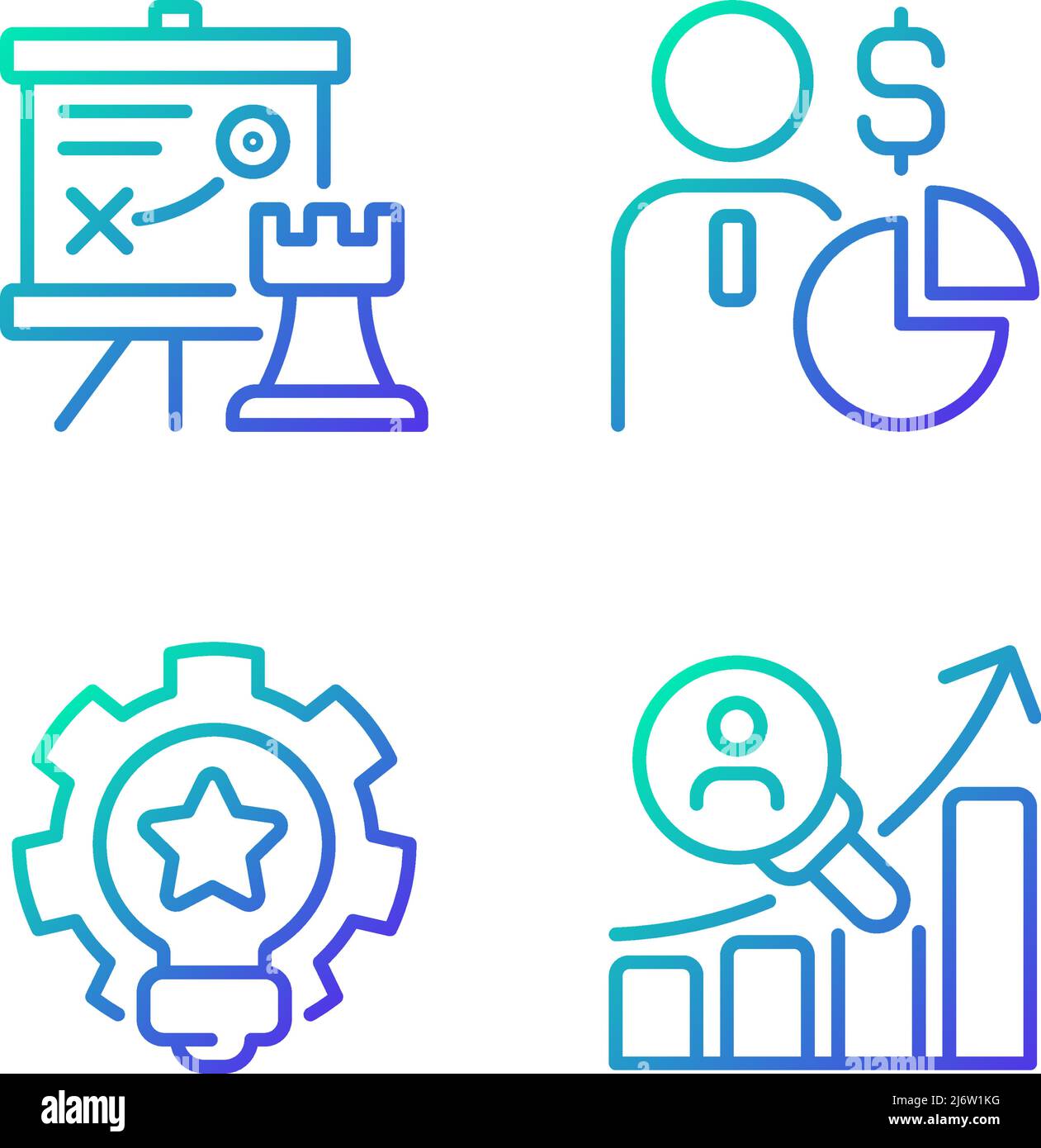 Successful business formula gradient linear vector icons set Stock Vector