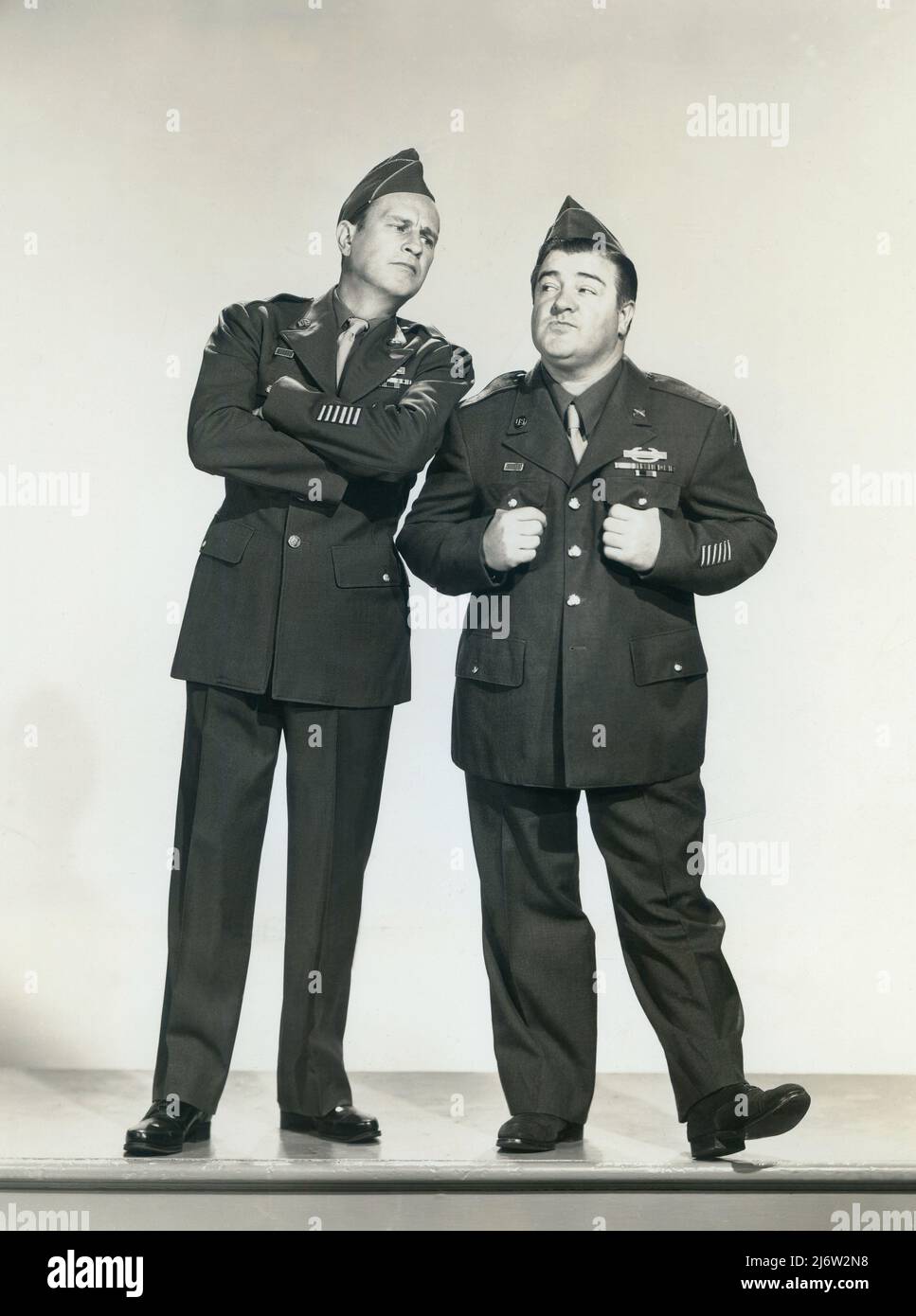 Bud Abbott (1895-1974), actor, productor y comediante, y Lou Costello (1906-1959), humorista, formaron un popular dúo de comedia estadounidense en la década de 1940. Stock Photo