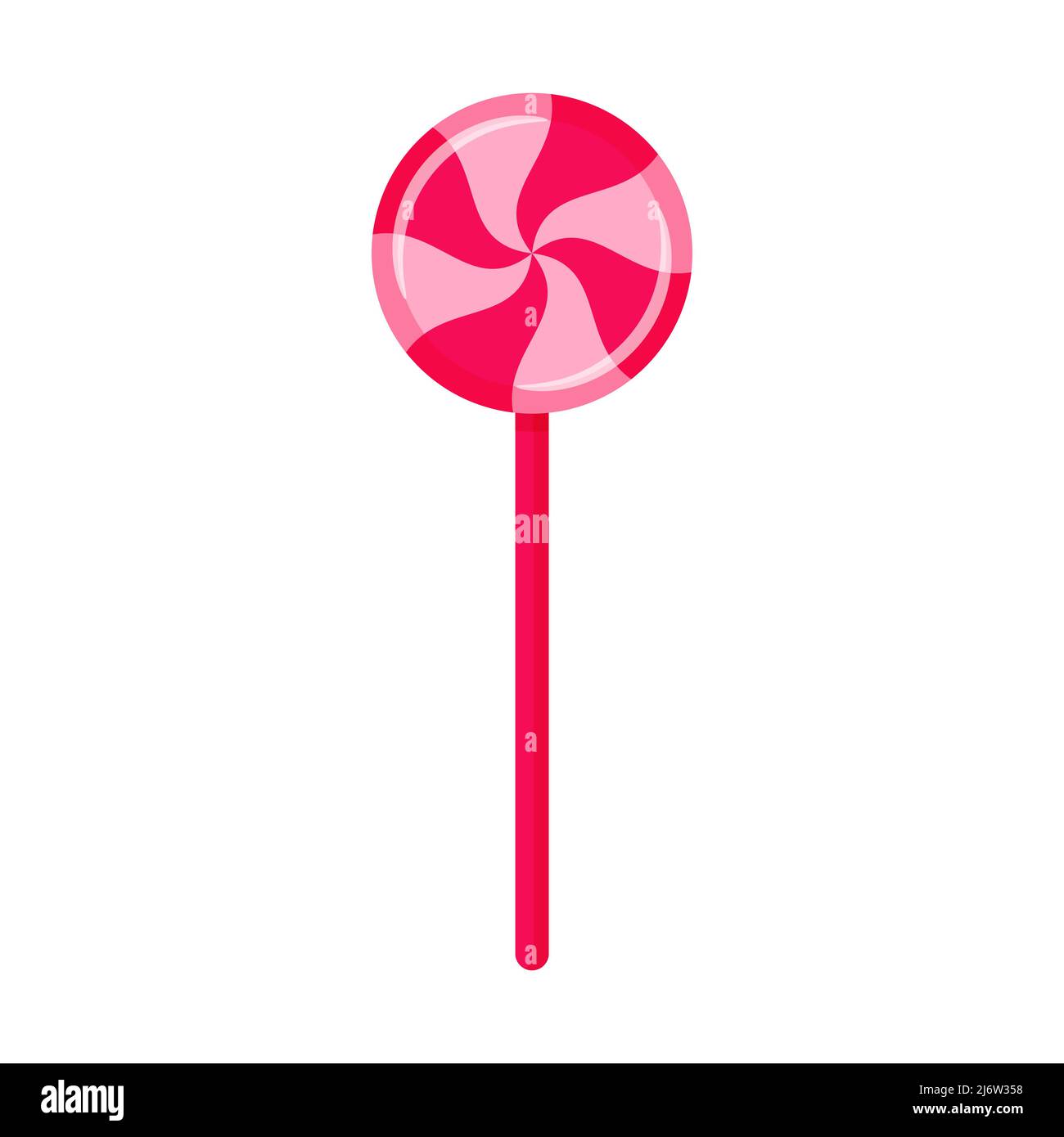Pink lollipop. Sweet candy, high-calorie, unhealthy food, dessert, treat. Color vector illustration in cartoon flat style. Isolated on a white backgro Stock Vector