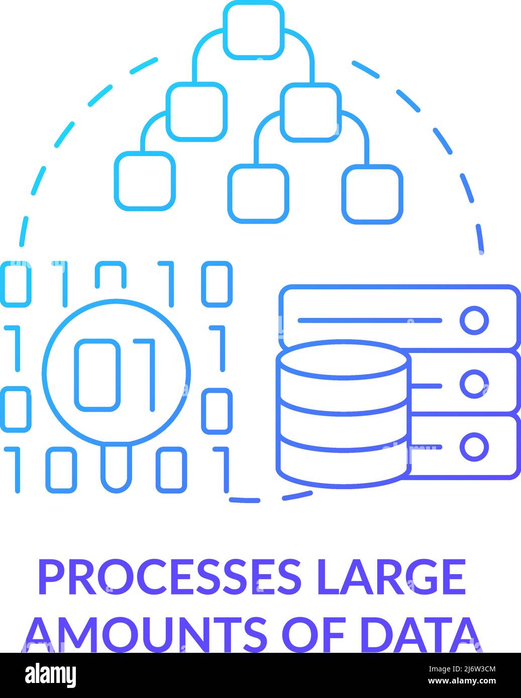 Processes large amounts of data blue gradient concept icon Stock Vector ...