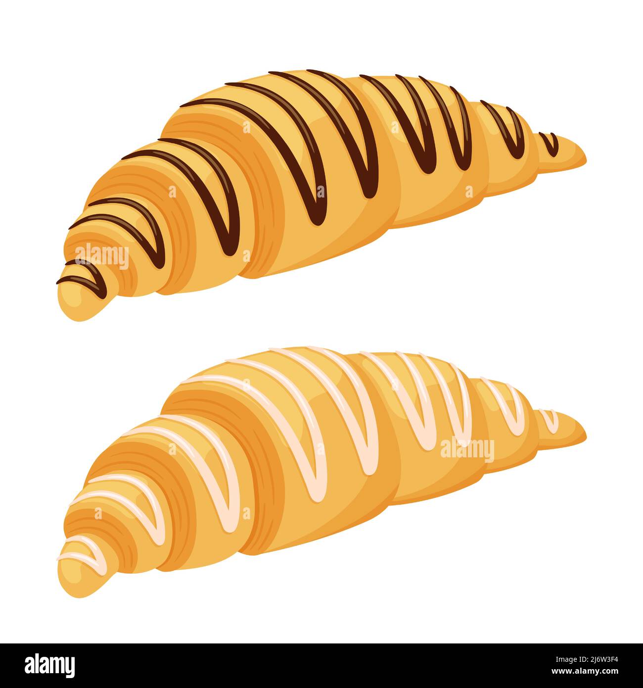 Croissant with chocolate and cream topping. Fat, highcalorie