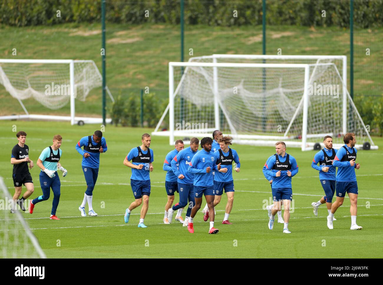 West Ham United players during a training session at Rush Green