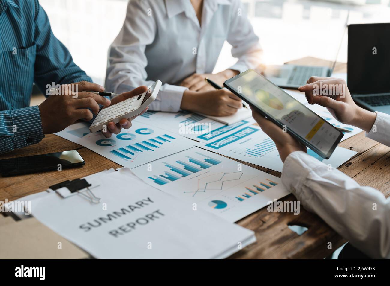 Business People Analyzing Statistics Business Documents, Financial ...