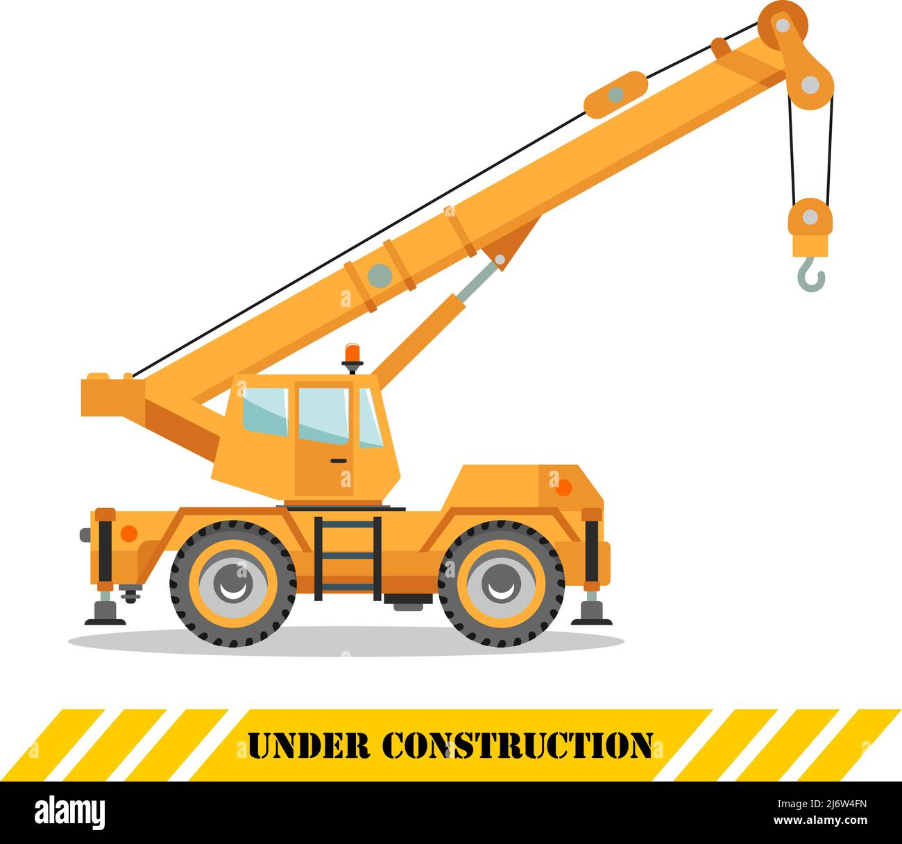 Detailed illustration of colored crane truck, heavy equipment and ...