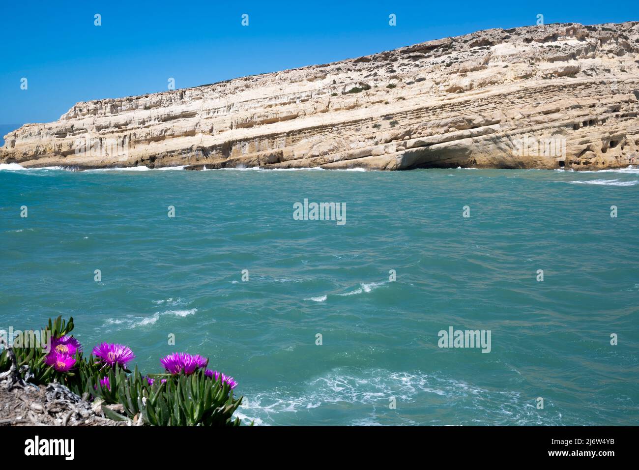 View across bay on sunny day in Greece Stock Photo