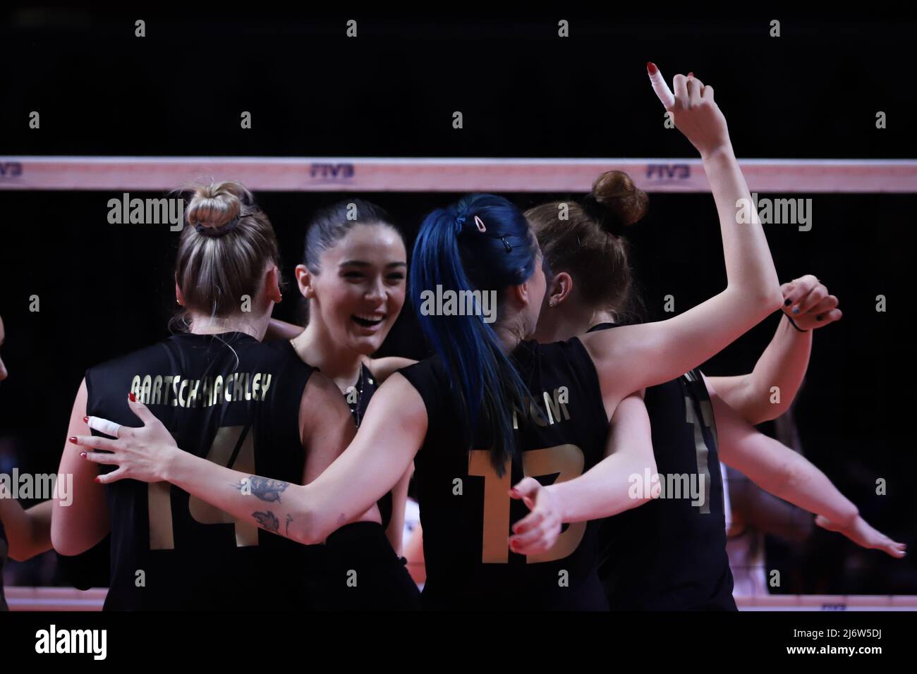 ANKARA, TURKEY DECEMBER 19, 2021 Vakifbank players celebrating score
