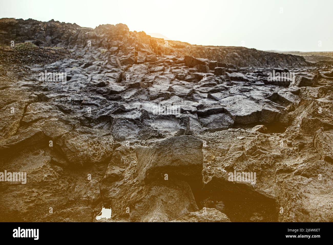 Volcanic landscape. Cooled lava is block rocky texture Stock Photo - Alamy