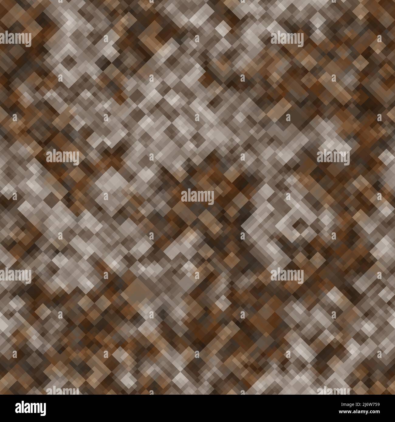 Abstract desert seamless pattern with brown colored chaotic overlap pixels Stock Vector