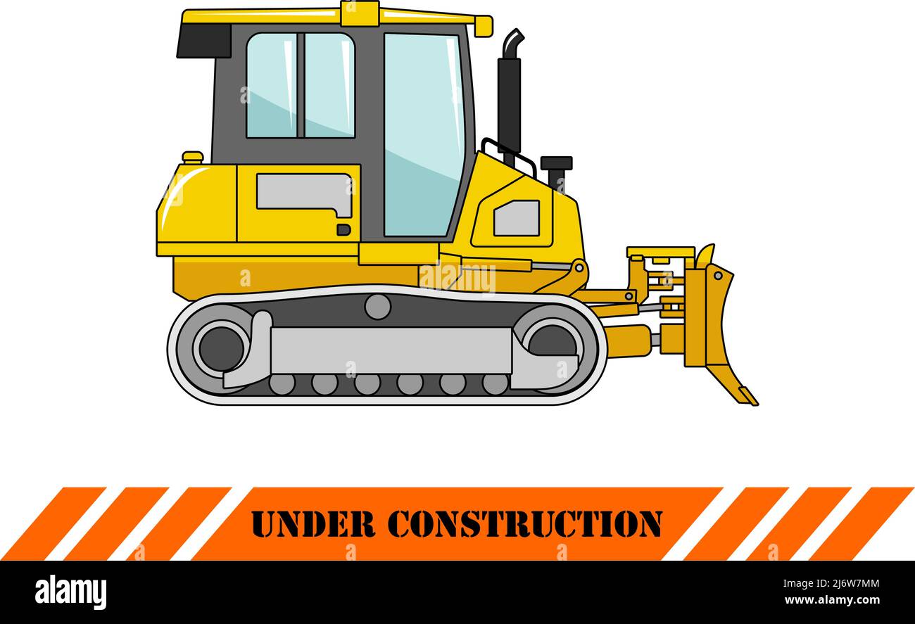 Detailed illustration of dozer, heavy equipment and machinery Stock Vector