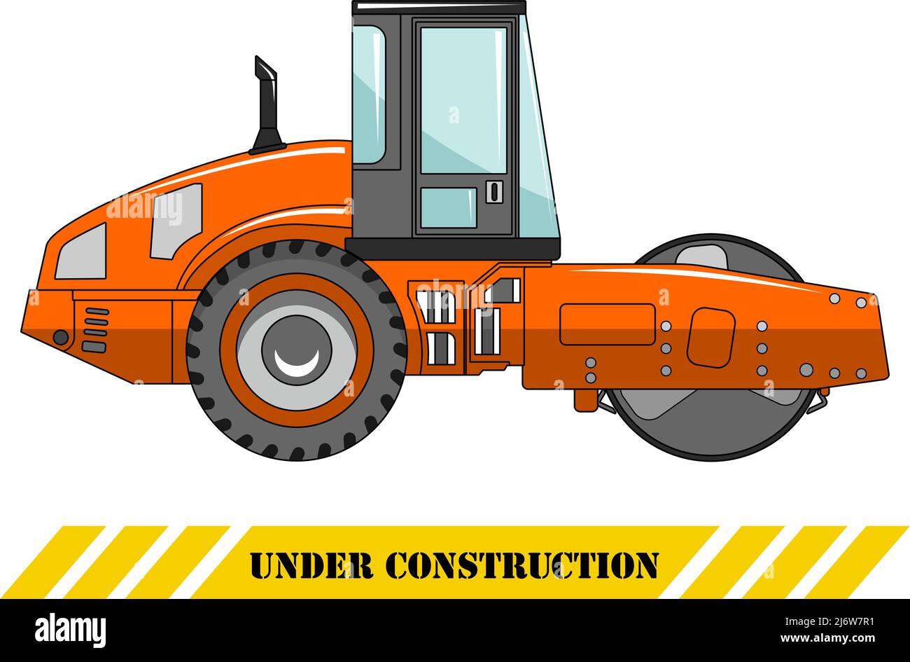 Detailed illustration of compactor, heavy equipment and machinery Stock Vector