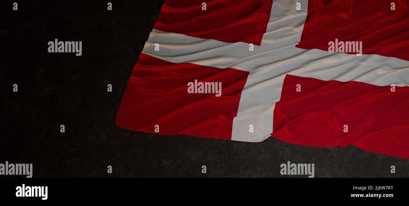 Danish flag dark banner background 3d render Stock Photo - Alamy