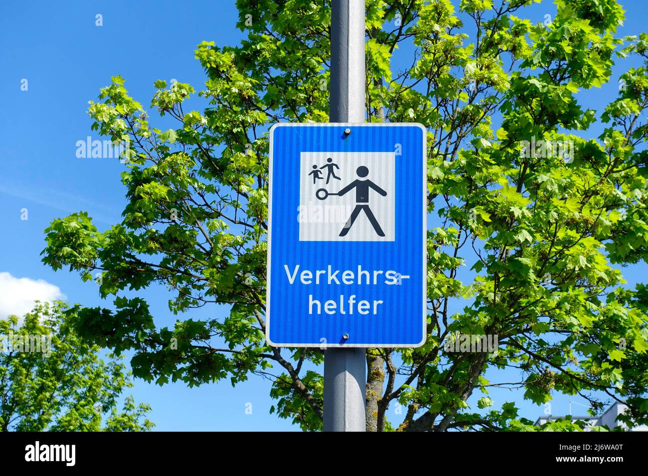 Traffic sign, crossing guard, Berlin, Germany Stock Photo