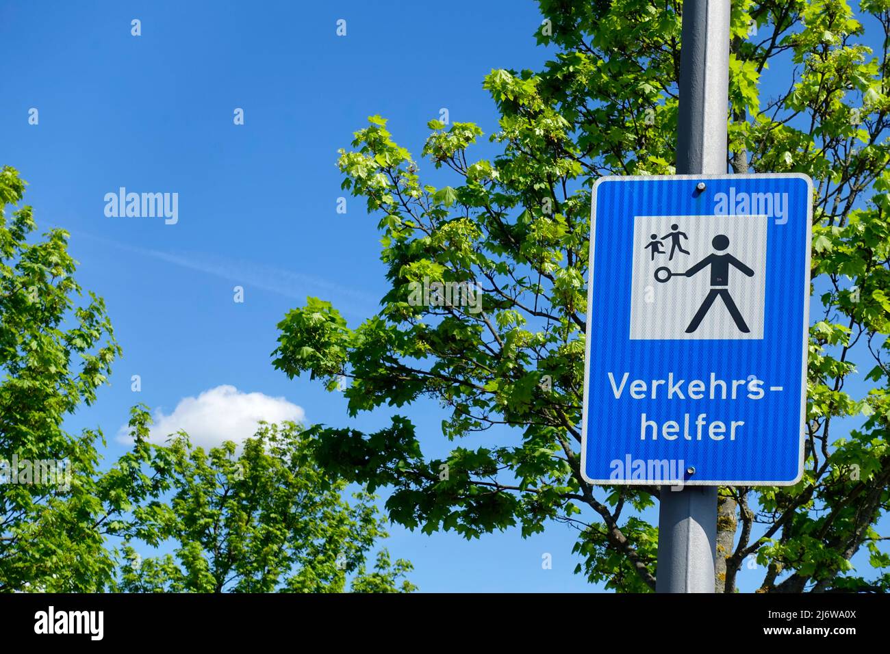 Traffic sign, crossing guard, Berlin, Germany Stock Photo