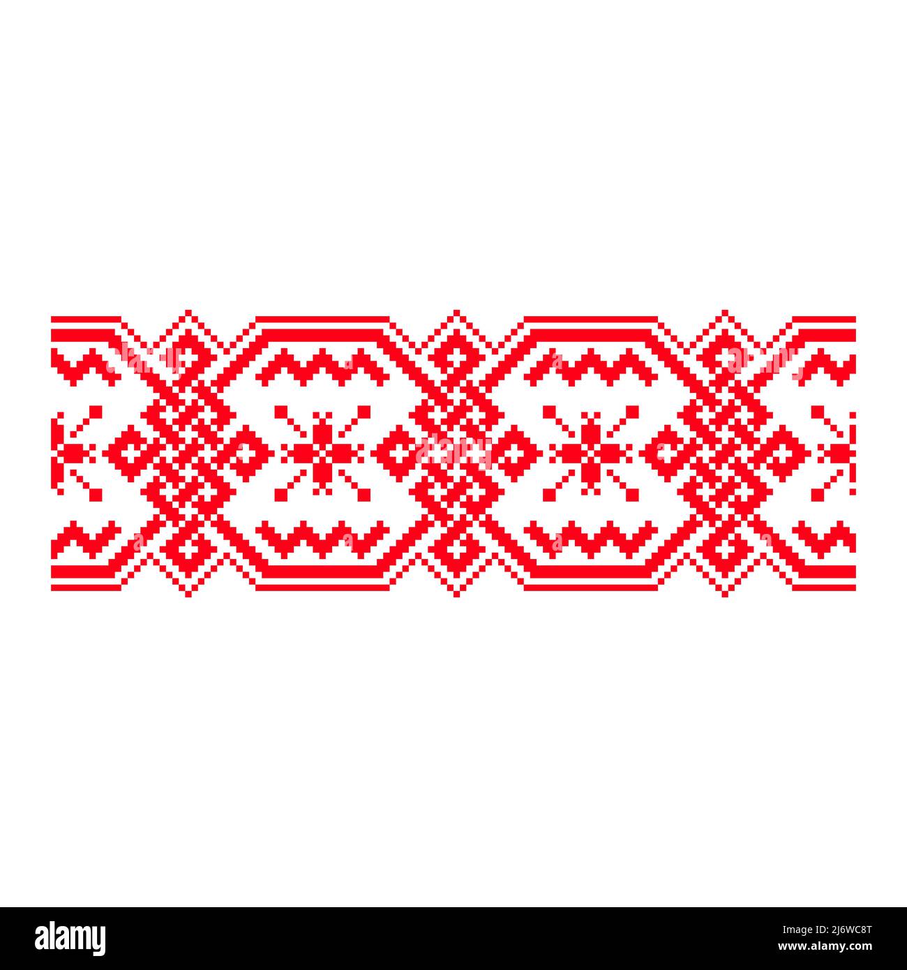 Pixelized pattern Vyshyvanka Traditional Ethnic Ukrainian Seamless Pattern slavic ornament Stock Vector
