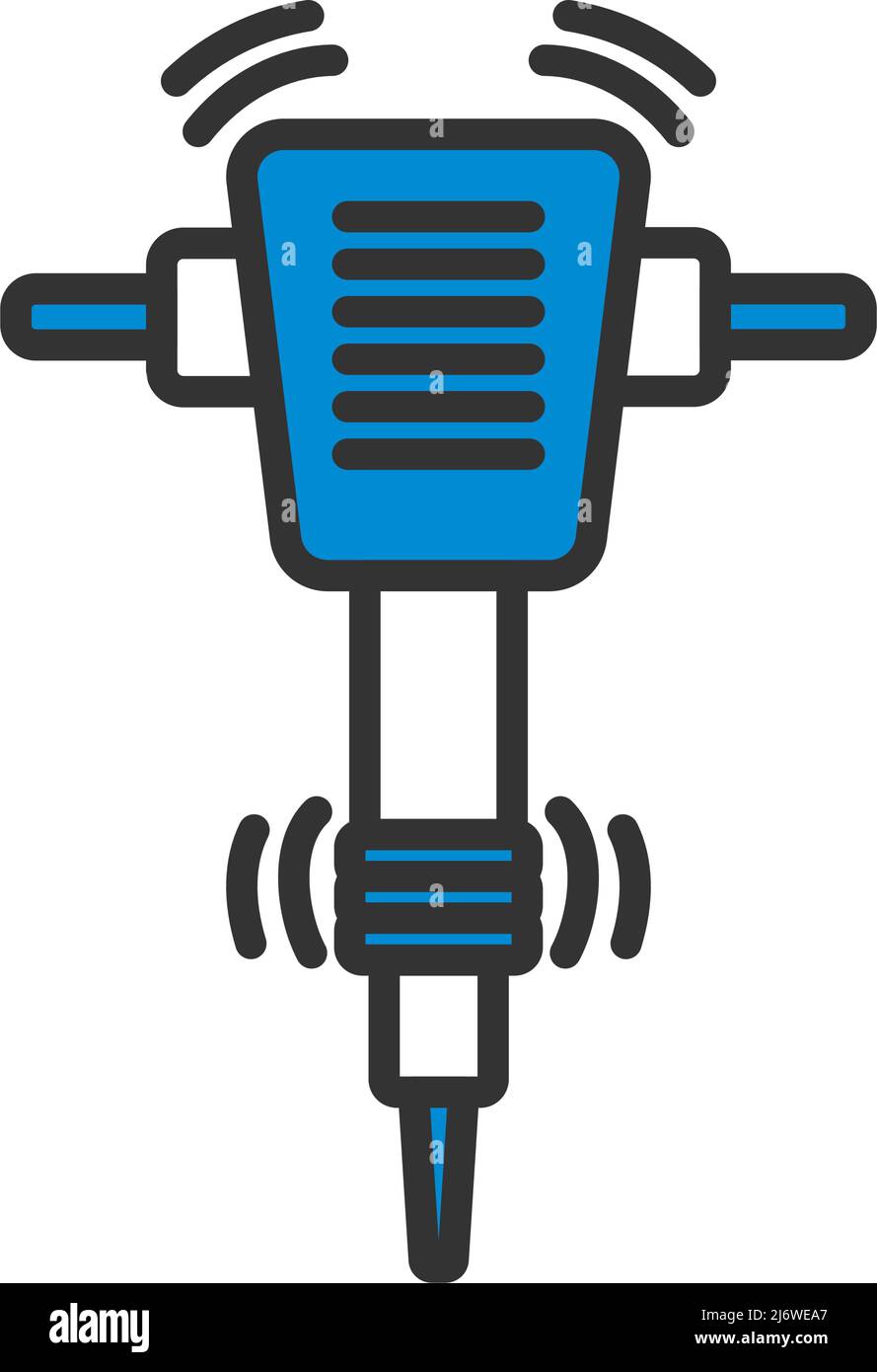 Icon Of Construction Jackhammer. Editable Bold Outline With Color Fill Design. Vector Illustration. Stock Vector