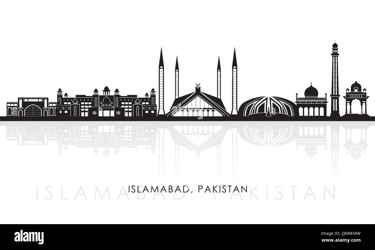 Silhouette Skyline panorama of city of Islamabad, Pakistan - vector illustration Stock Vector