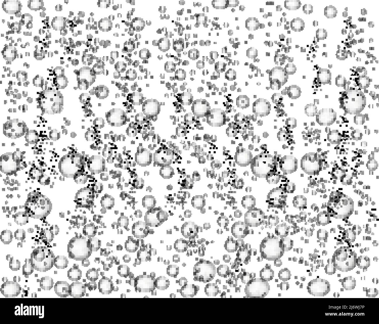 Fizzy air bubbles water, effervescent soda drink bubbles background, realistic vector. Fizzy
