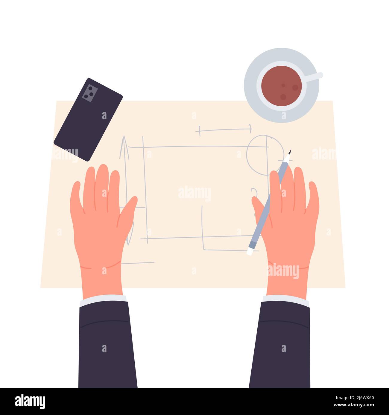 Architect engineer building project. Planning and development construction isolated illustration