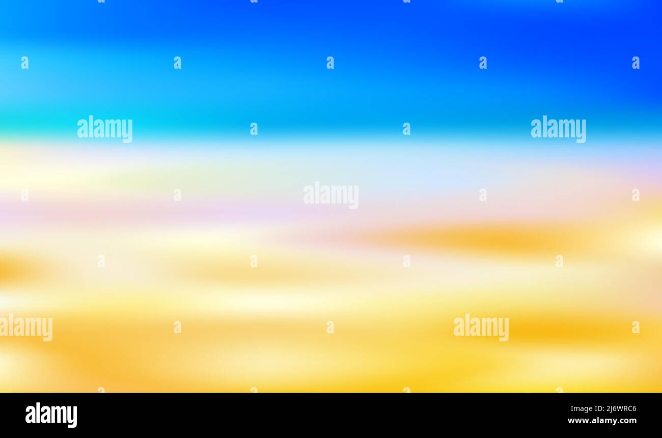Pink sunset sea sky blurred background, Ukraine flaf colors - blue and yellow background vector illustration Stock Vector