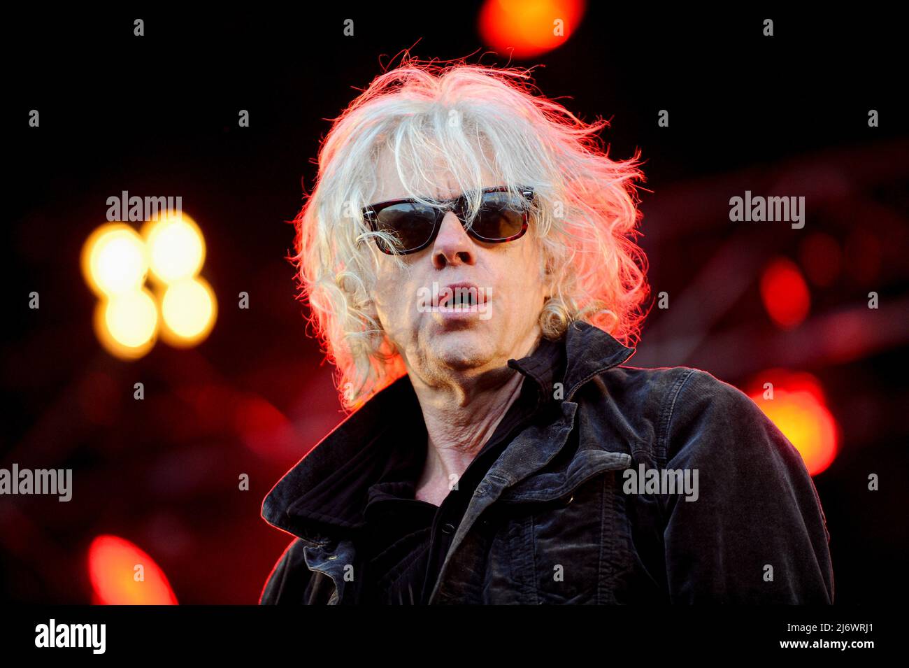 Sir Bob Geldof Lead singer of The Boomtown Rats performs live on stage at Lets Rock Leeds 80s ...