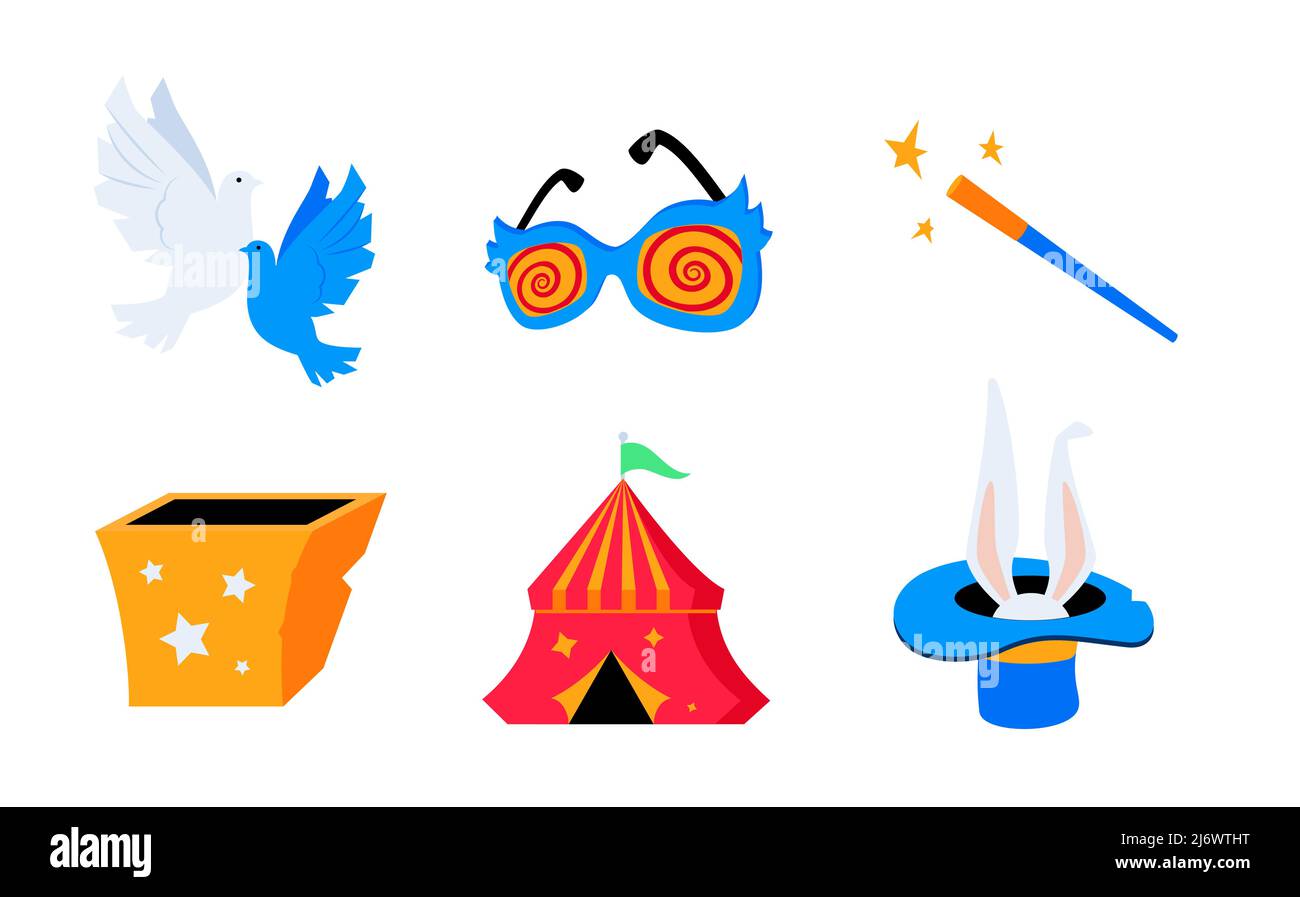 Circus and performance - flat design style icons set Stock Vector
