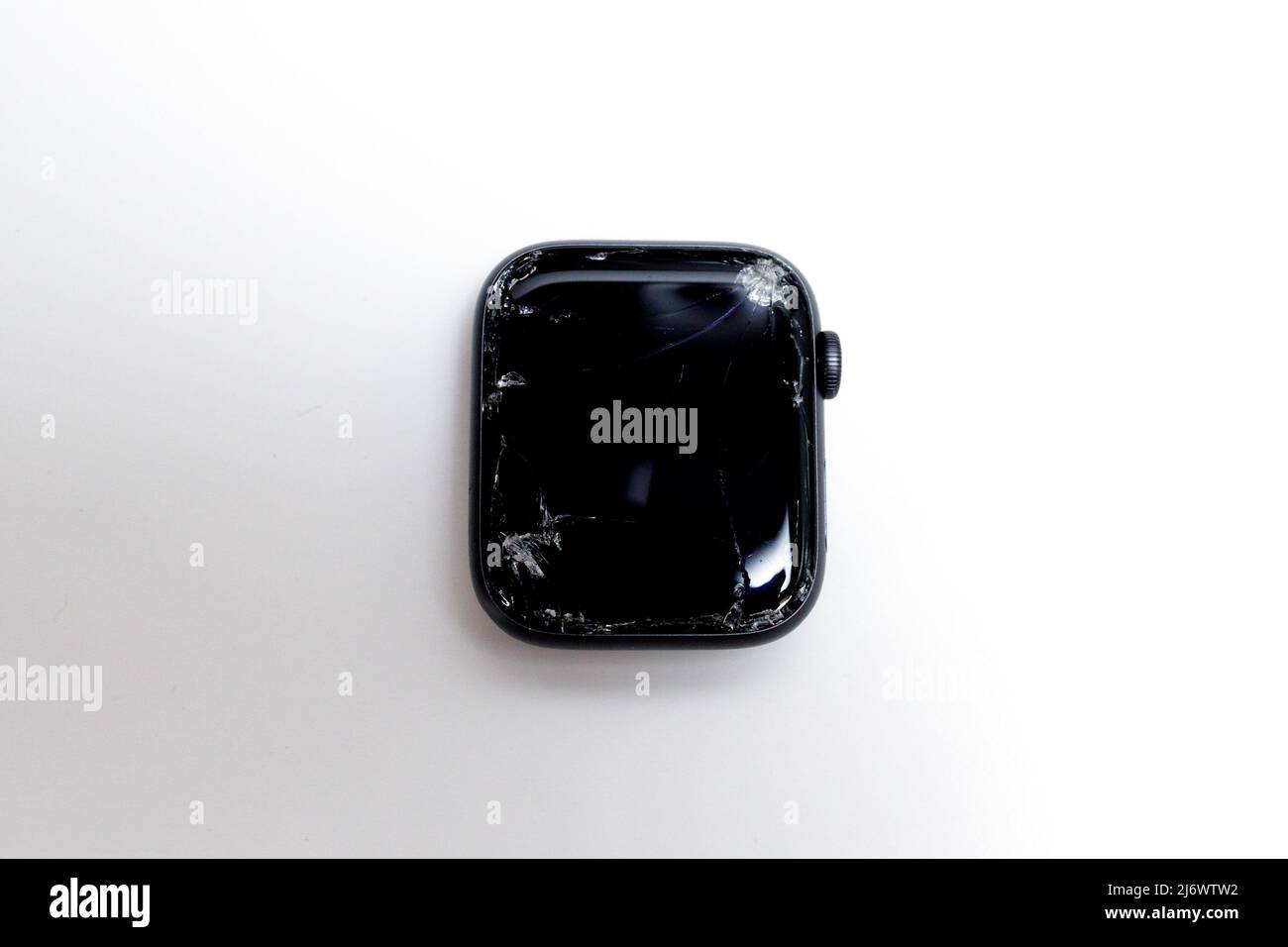 Newburn UK 1st May 2022 A broken Apple Watch series 4 with a smashed