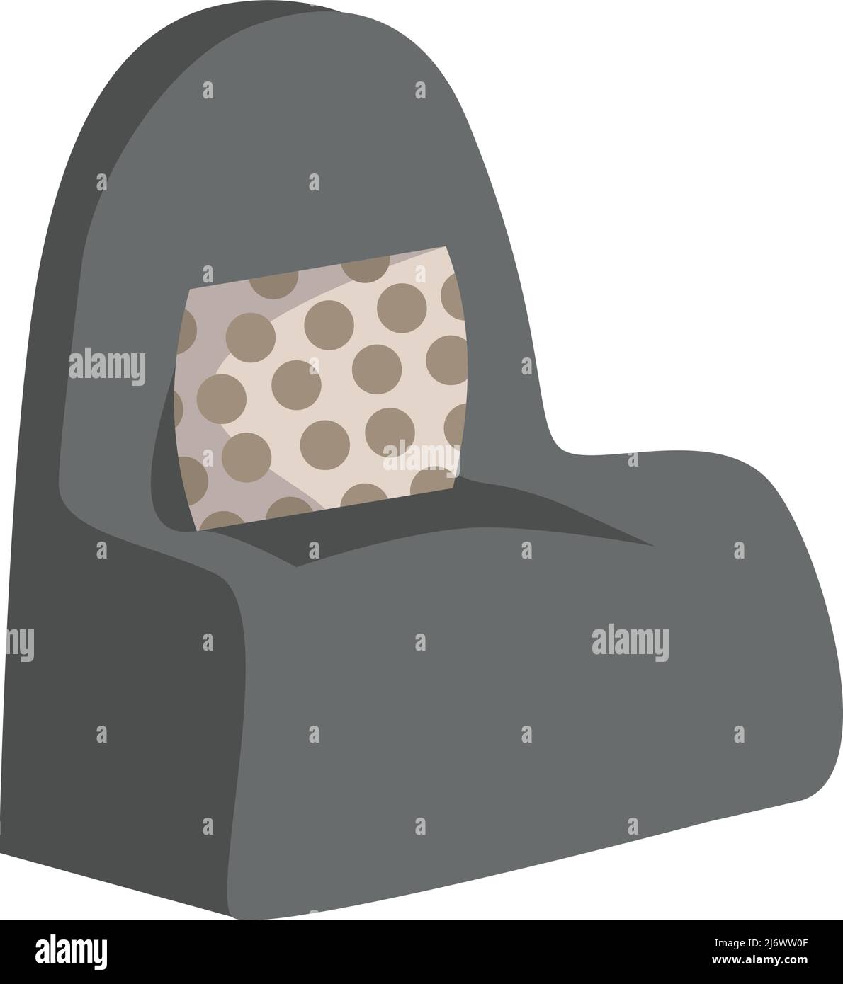 Grey armchair with pillow semi flat color vector object Stock Vector