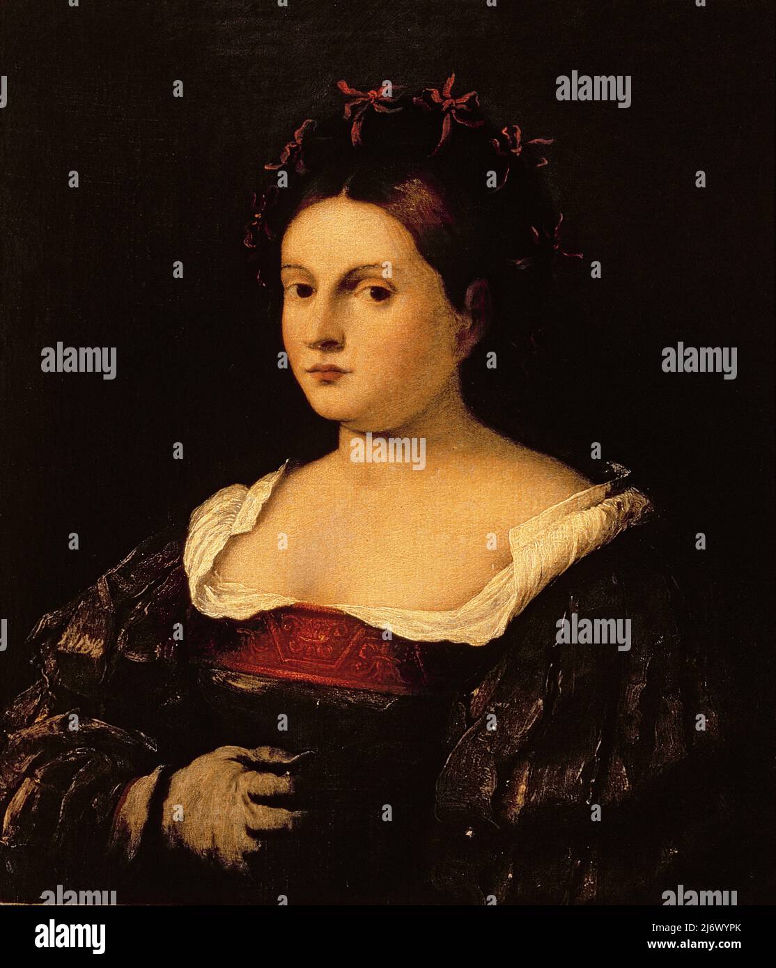 Portrait of a woman by Pitati, Bonifazio de' (Bonifacio Veronese) (c.1487-1553); Palazzo Pitti, Florence, Italy; Italian,  out of copyright. Stock Photo
