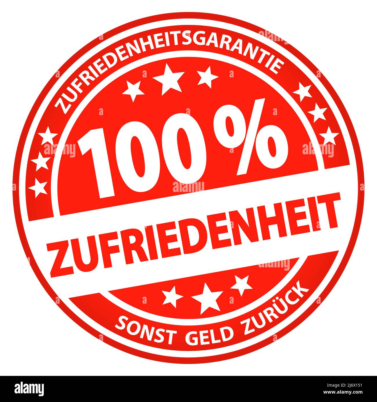 eps vector file. Round button for business and advertising usage, isolated on white background. With text 100% satisfaction (german) Stock Vector