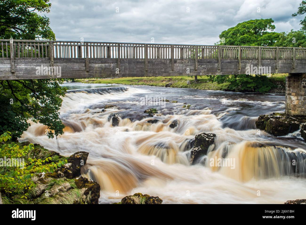 Linton Falls on the River Wharfe near Grassington in the Yorkshire Dales Stock Photo